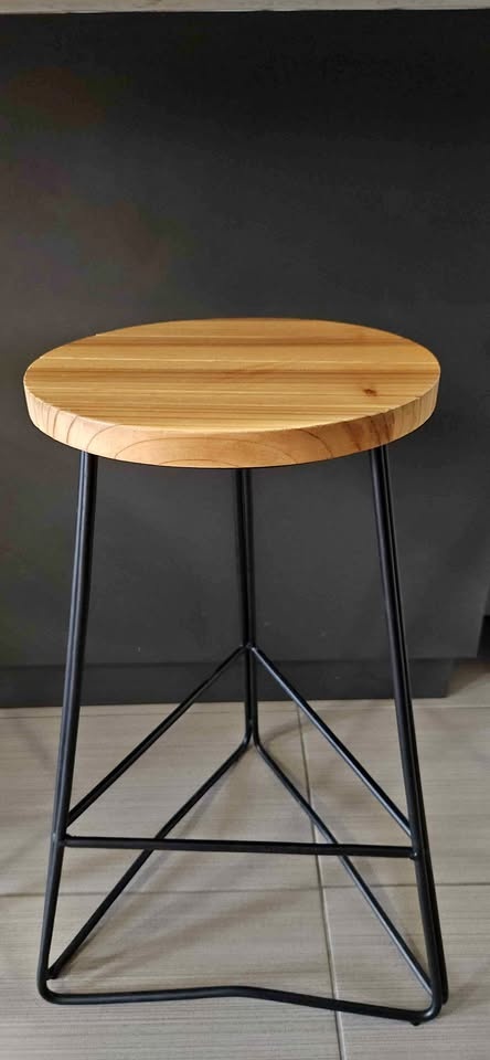 2x Hairpin Counter Stools – Wood + Metal Industrial Bar Stool Se