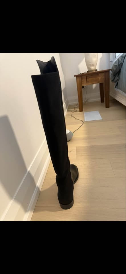 Stuart Weitzman Over-the-Knee Boots - Black Leather Suede Size 8 - photo 3