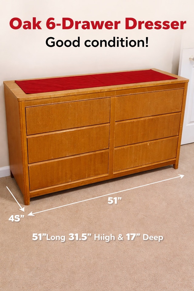 Oak 6-Drawer Dresser