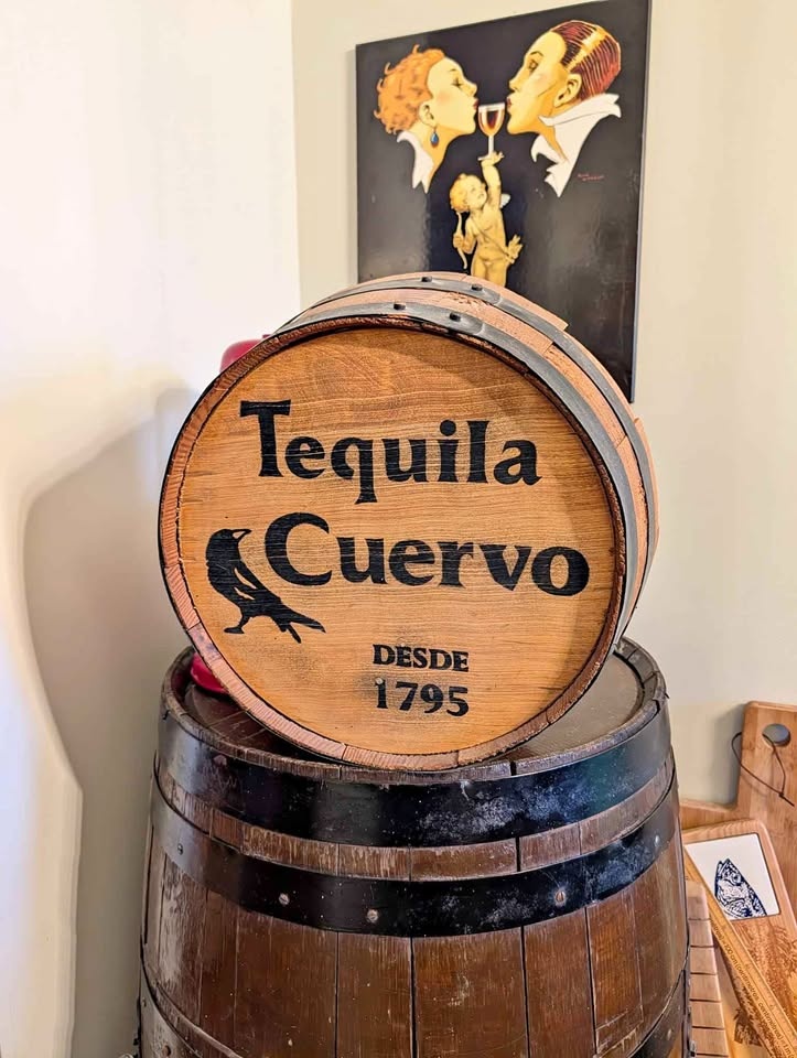 Vintage Tequila Cuervo 1795 Bar Wood Barrel Sign