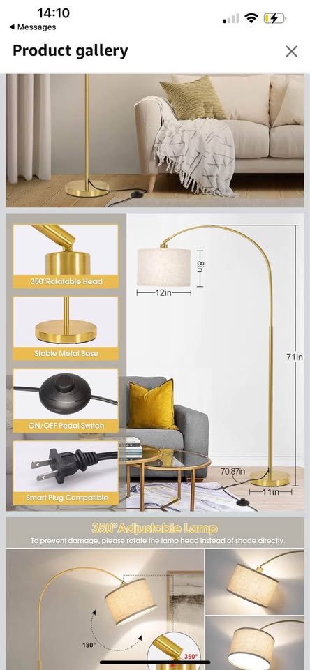 Gold floor lamp - photo 3