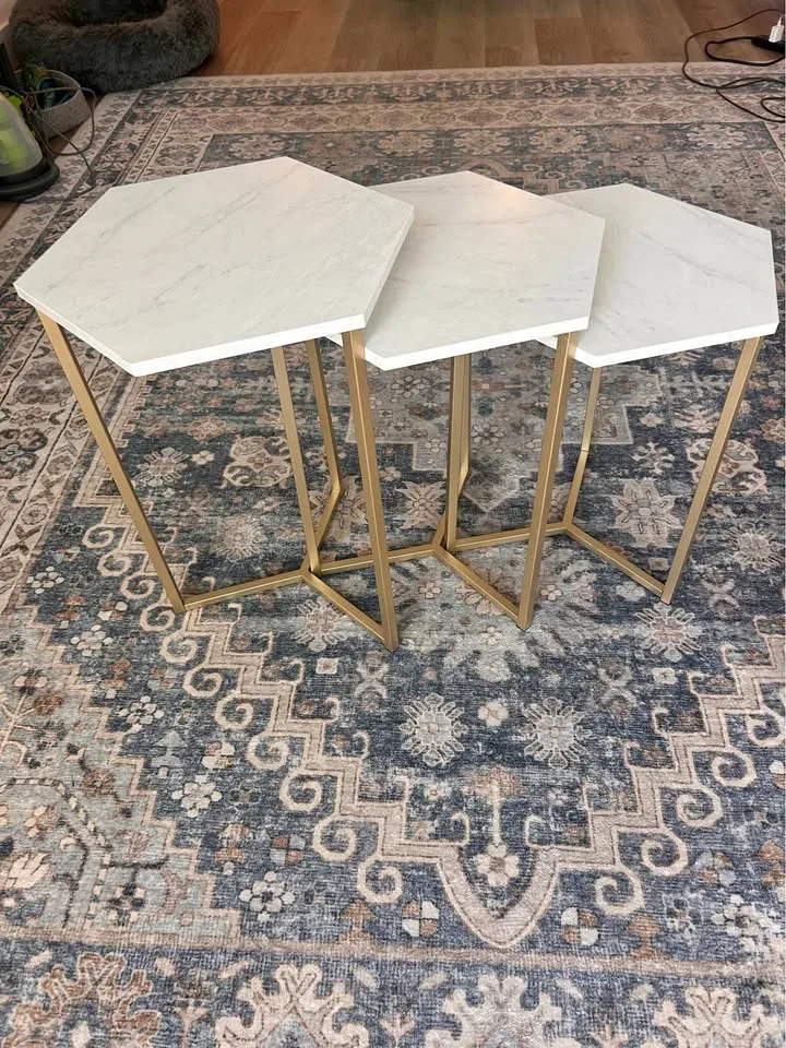 3 white gold nesting tables thumbnail