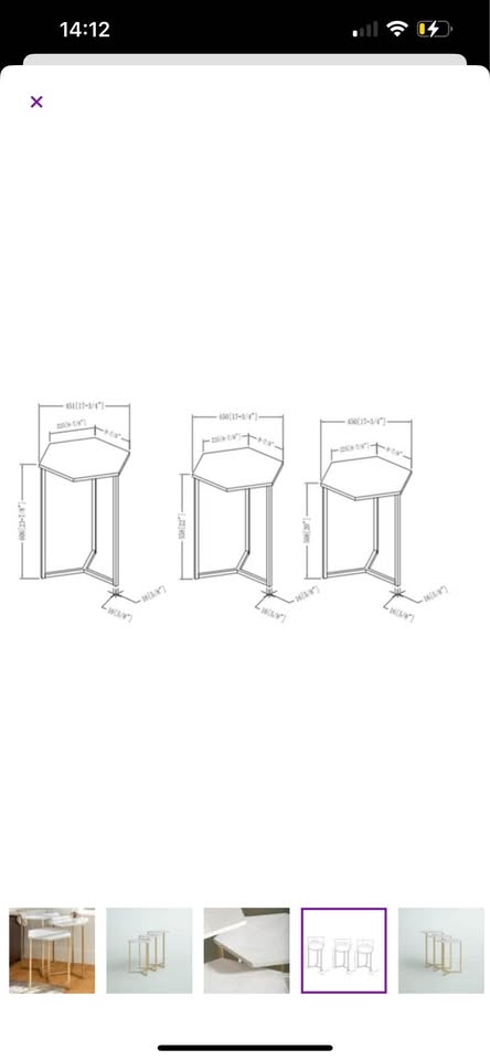 3 white gold nesting tables - photo 4