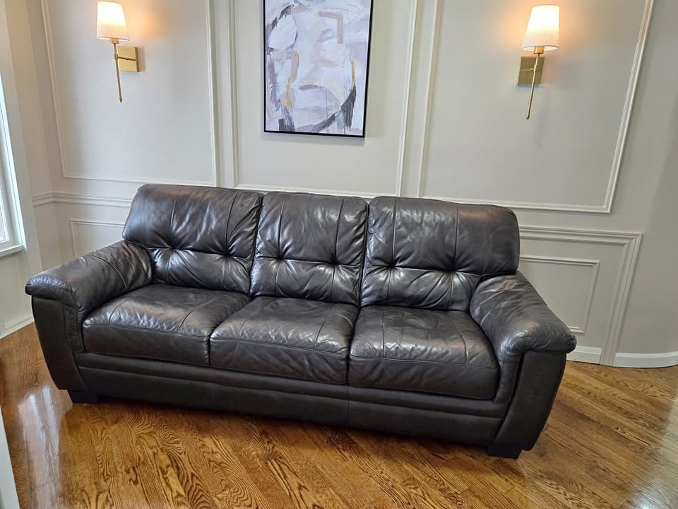 Genuine Leather Sofa - Dark Brown - Excellent Condition