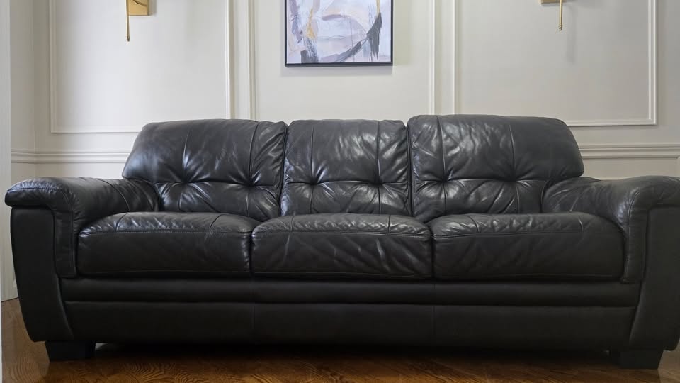 Genuine Leather Sofa - Dark Brown - Excellent Condition - photo 2