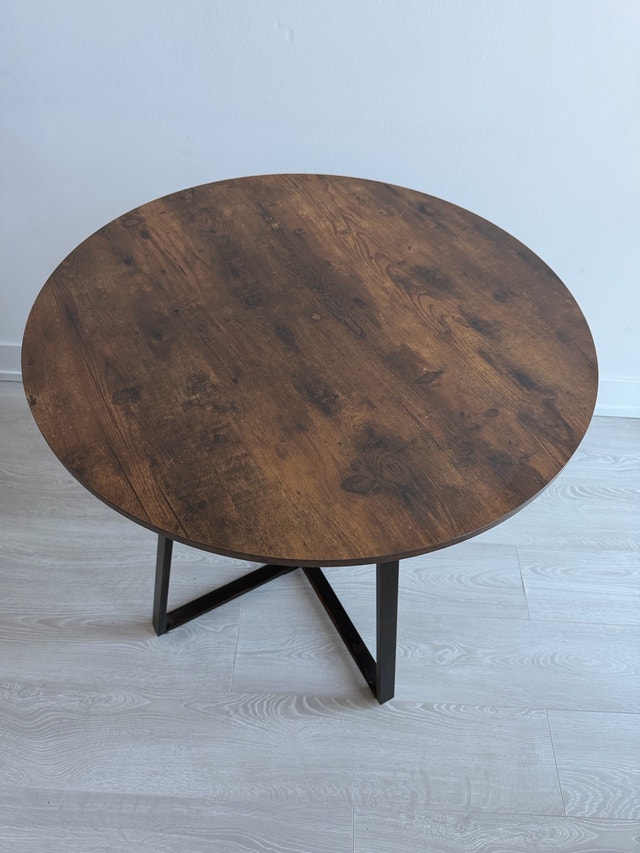 Round Dining Table with Metal Legs for Kitchen Living Room - photo 2