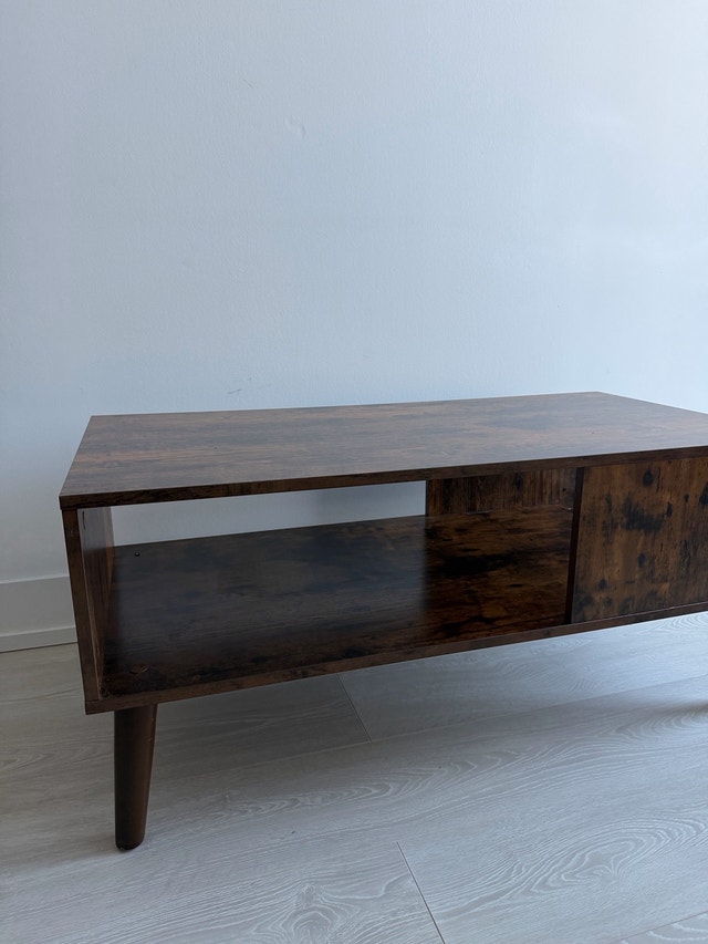 Rustic Brown Mid-Century Modern Coffee Table with Shelf - photo 3