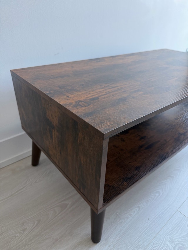 Rustic Brown Mid-Century Modern Coffee Table with Shelf - photo 5