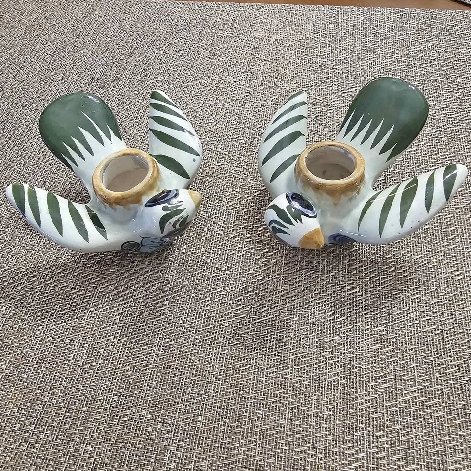 Set of 2 Vintage Tonala Mexico Bird Candle Holders 🕊️