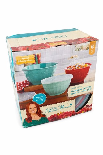Pioneer Woman Cheerful Juliette Nesting Melamine Bowl Set w/ Lid
