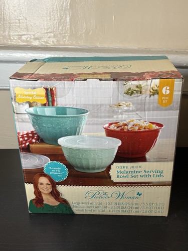 Pioneer Woman Cheerful Juliette Nesting Melamine Bowl Set w/ Lid - photo 2