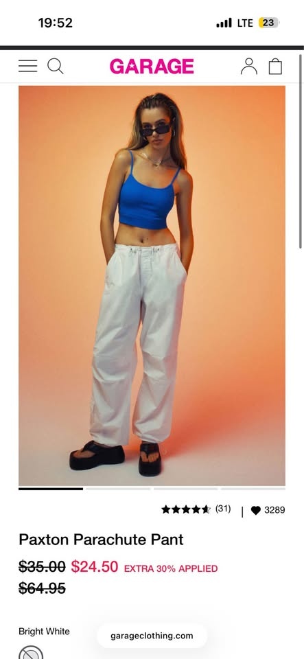 Garage White Parachute Pants - photo 4