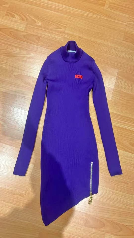 Gcds Ribbed Knit Asymmetric Hem Dress - Women's Size S