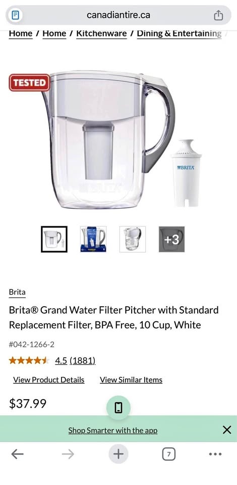 Brita Grand Water Filter Pitcher, 10 Cup, White