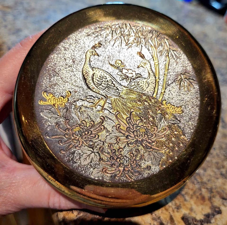 Art of Chokin Vintage Peacock Jewelry Box