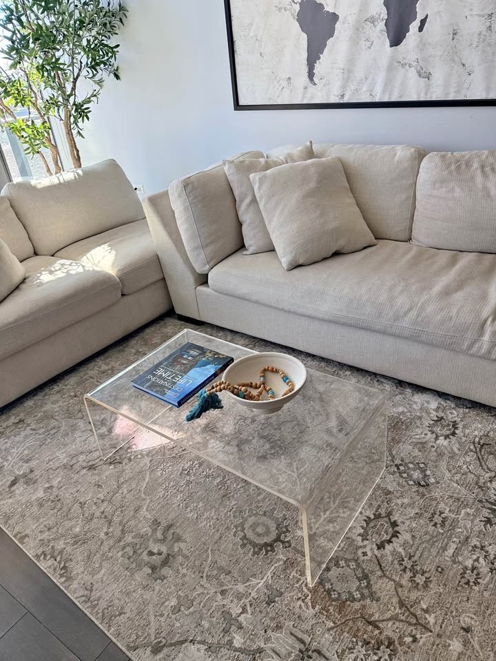 Lucite Acrylic Waterfall Coffee Table – Modern Clear Coffee Tabl