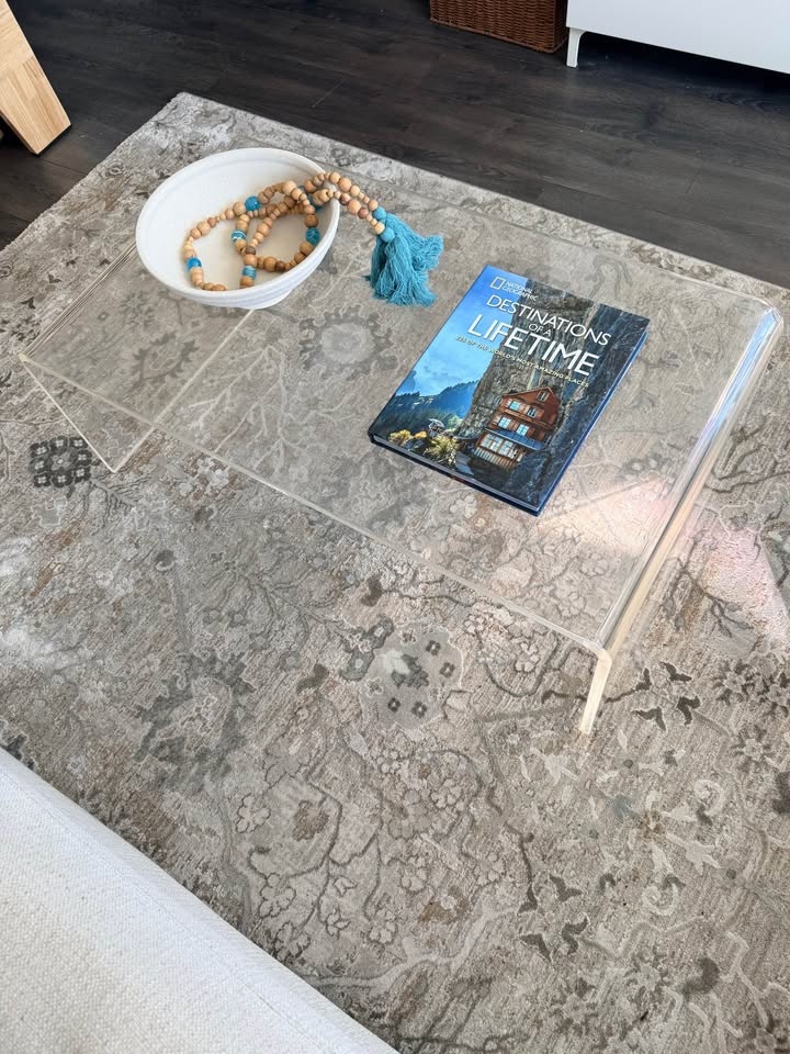 Lucite Acrylic Waterfall Coffee Table – Modern Clear Coffee Tabl - photo 2