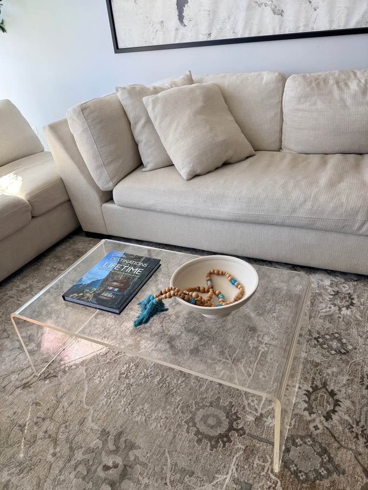 Lucite Acrylic Waterfall Coffee Table – Modern Clear Coffee Tabl - photo 3