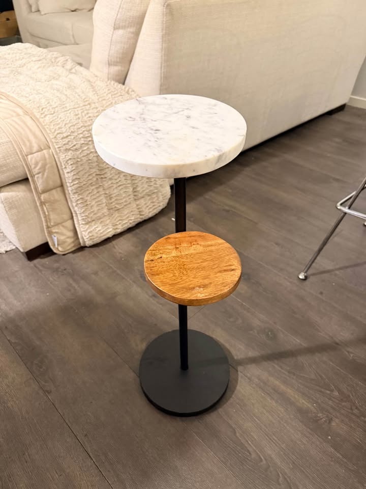 Modern Marble & Wood Tiered Side Table - photo 5