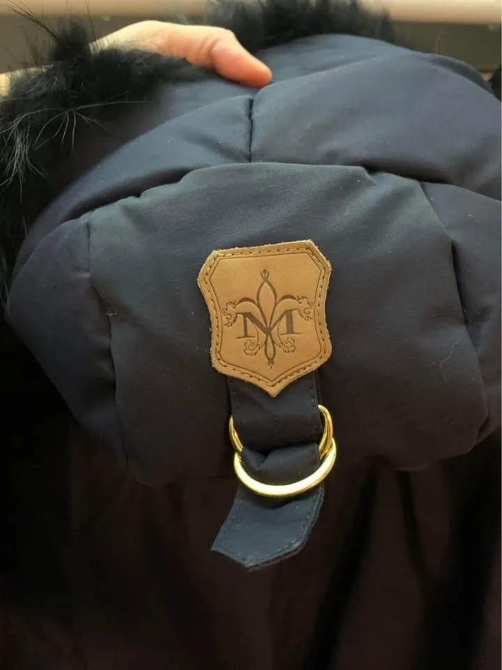 Mackage navy blue bomber down jacket image indicator(3)