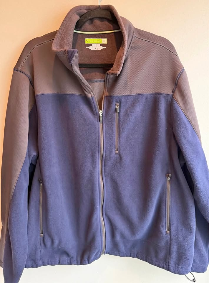 Men's XL Zip Up Fleece Navy Blue & Grey Tek Gear