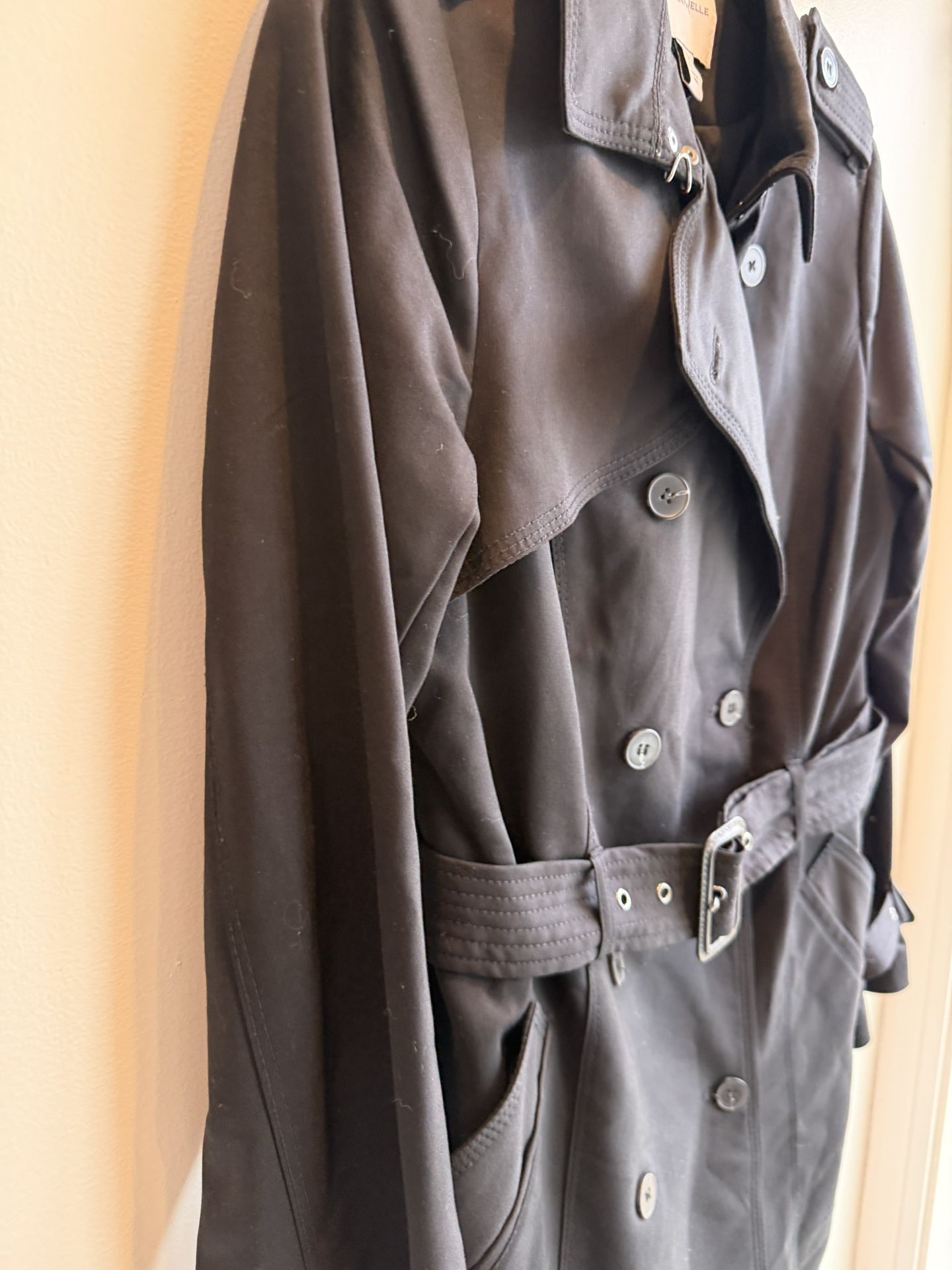 Women's Black Trench Coat, Carolina Belle Double-Breasted, Size - photo 5