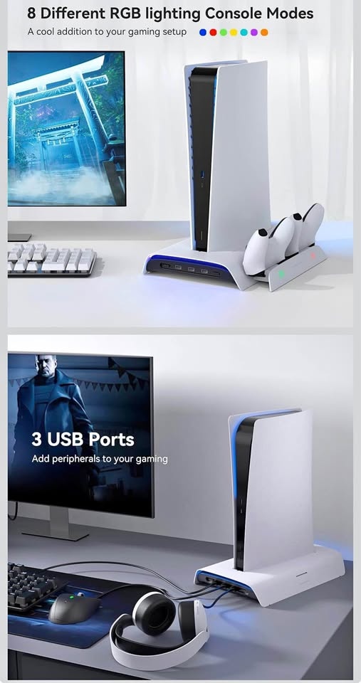 PS5 Cooling Stand w/ RGB & Controller Charger