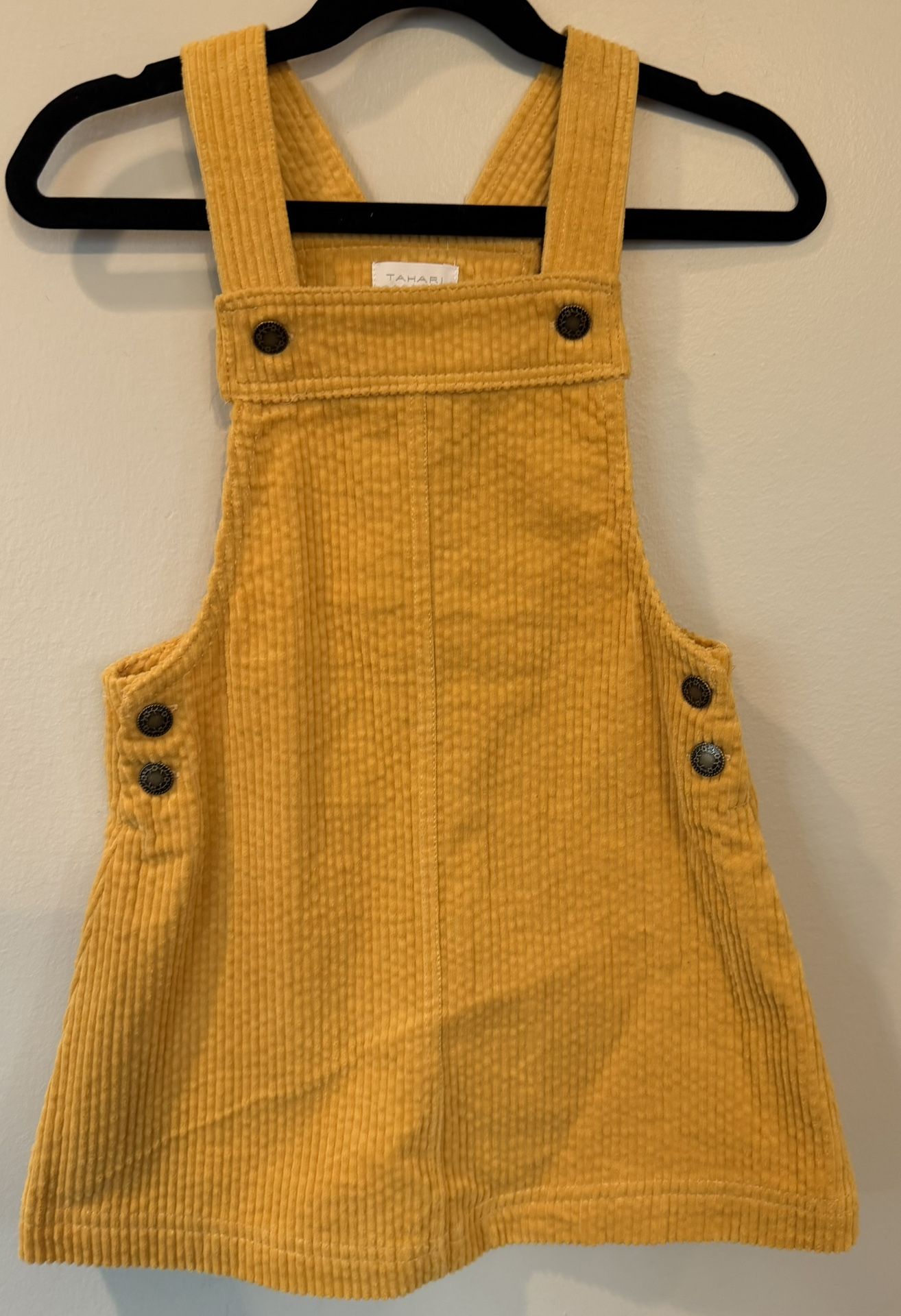 Girls Size 4T Tahari Golden Yellow Corduroy Overall Jumper Skirt