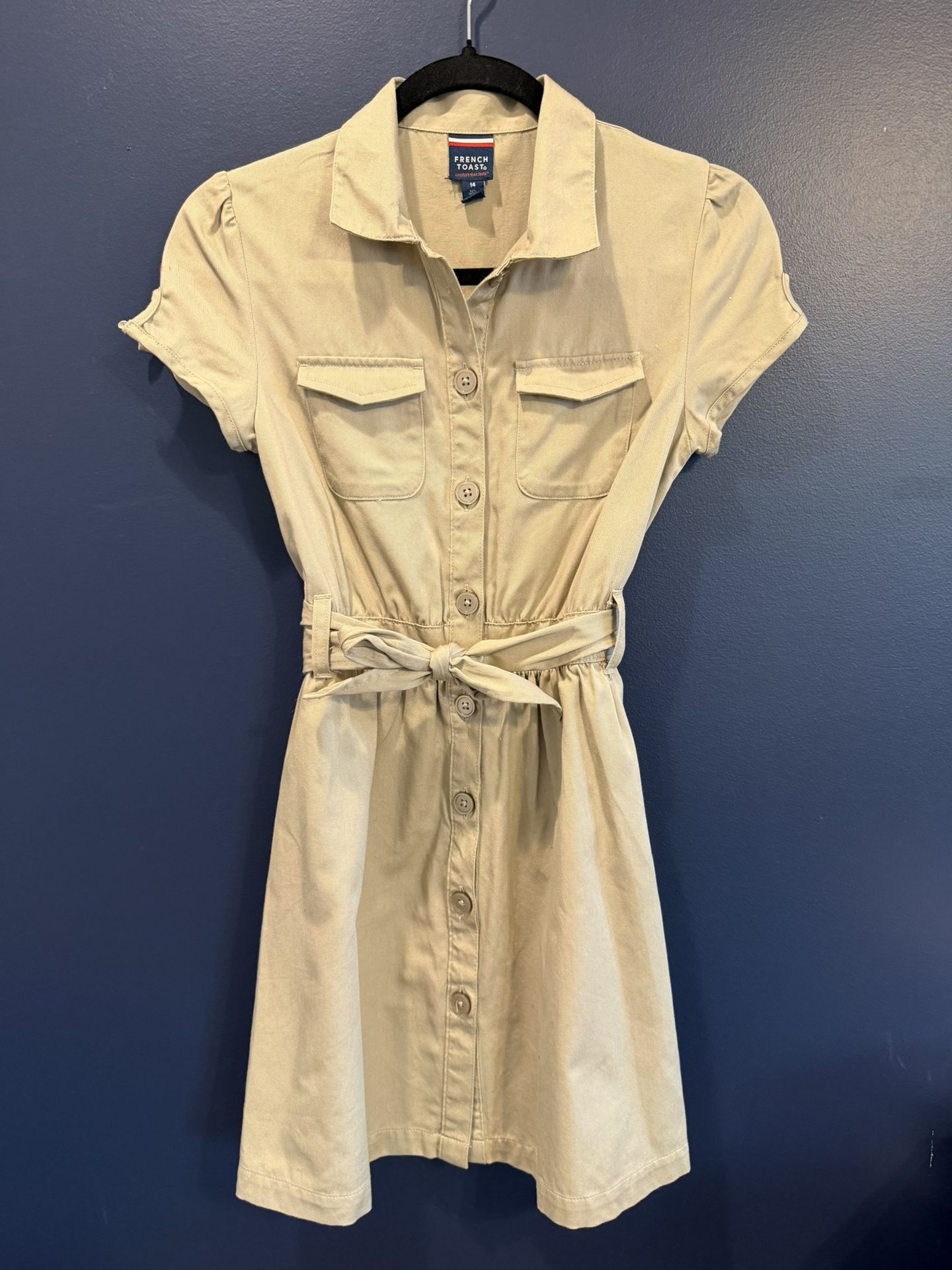 Like New Girls Size 14 Brown Safari Shirt dress with belt $10