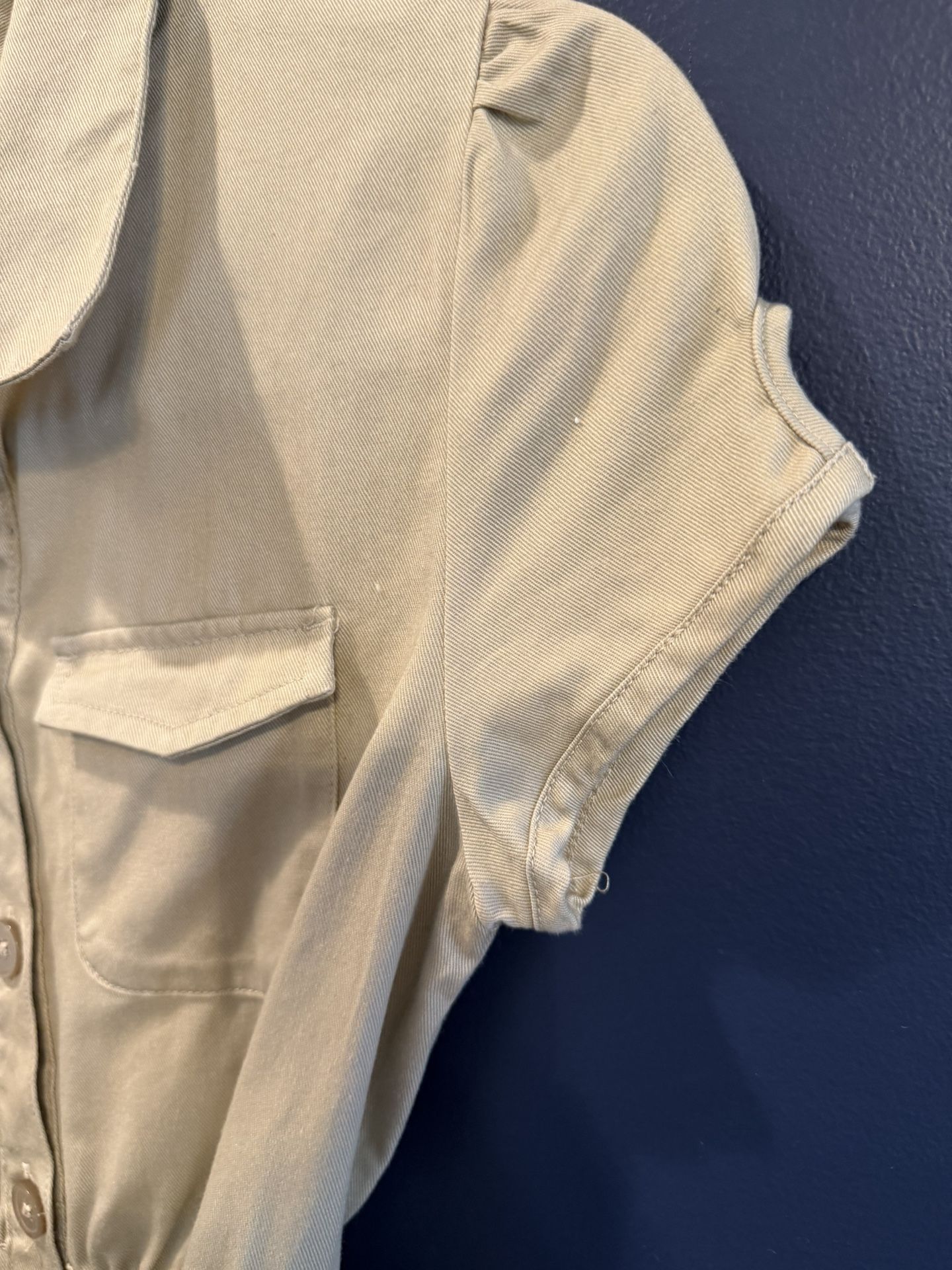 Like New Girls Size 14 Brown Safari Shirt dress with belt $10 - photo 3