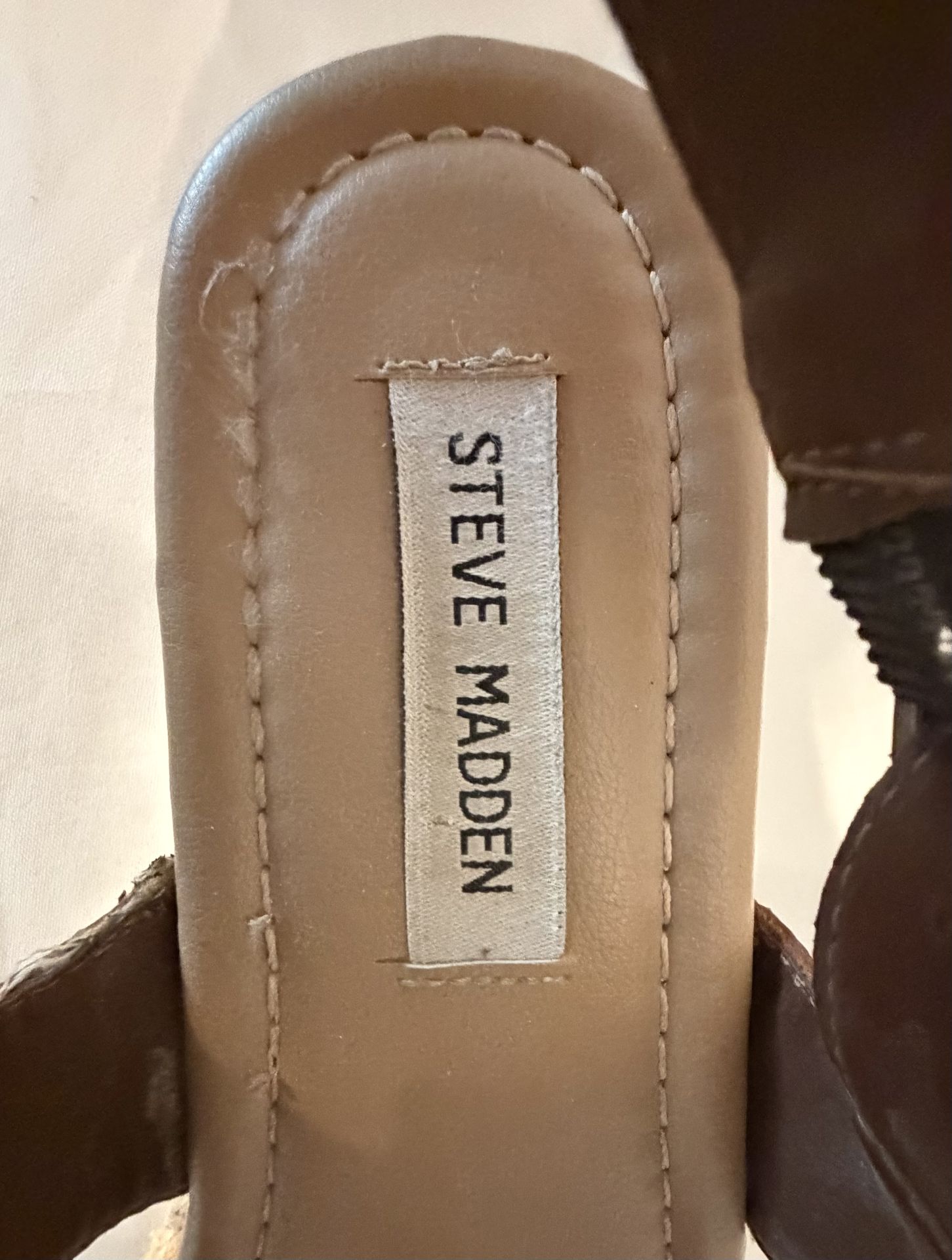 Like New Steve Madden Catia Wedge Sandals - Brown Leather, Size - photo 3