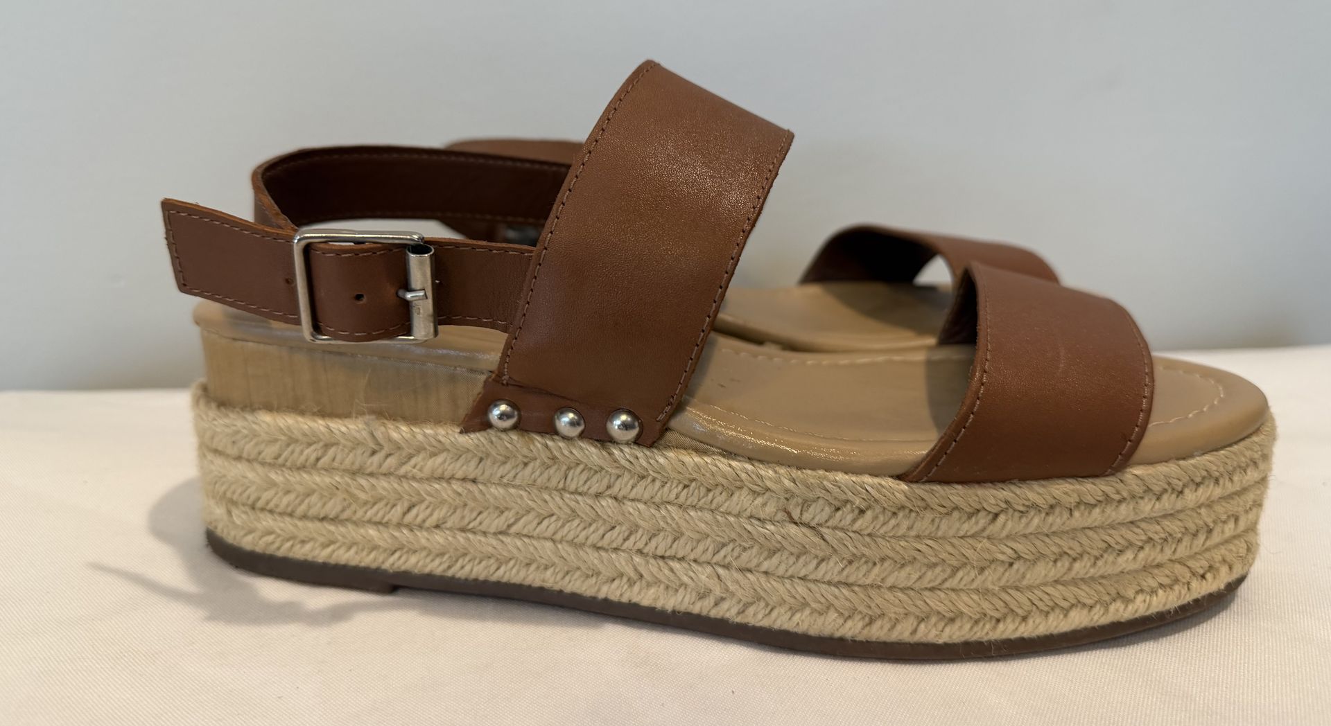 Like New Steve Madden Catia Wedge Sandals - Brown Leather, Size - photo 5