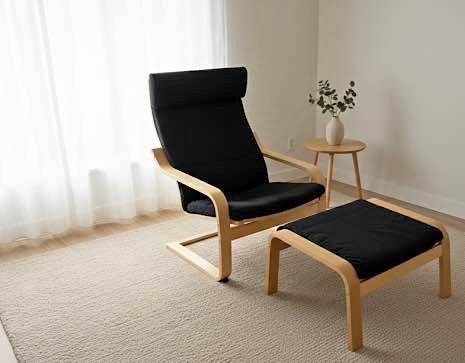 IKEA POÄNG Armchair + Footrest – Black – Great Condition