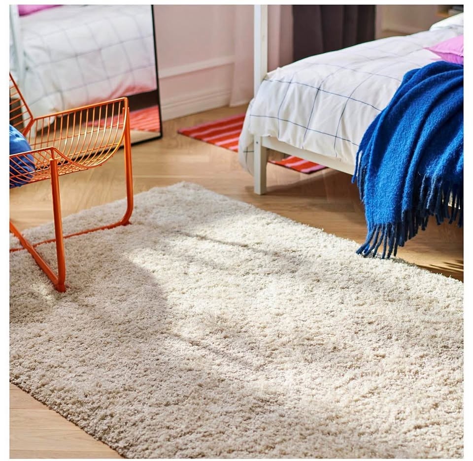 VOLLERSLEV Rug, high pile, white, 160x230 cm