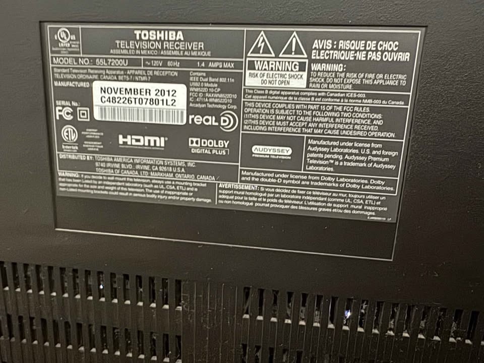 Toshiba 55 inch 3D TV with Specs - photo 2