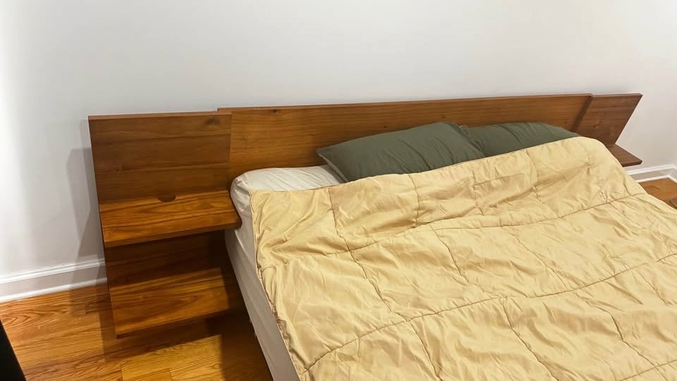 CB2 Andes Acacia Wood Platform King Bed with Nightstands - photo 3