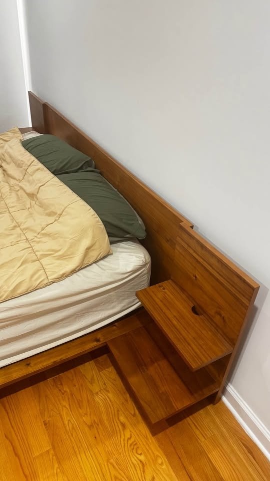 CB2 Andes Acacia Wood Platform King Bed with Nightstands - photo 4