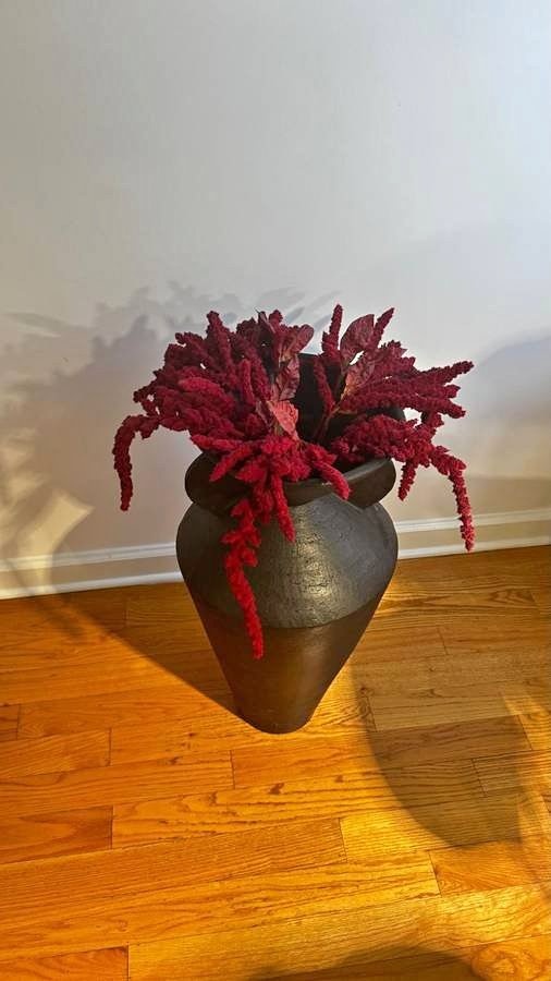 CB2 Dionysus Black Terracotta Floor Vase