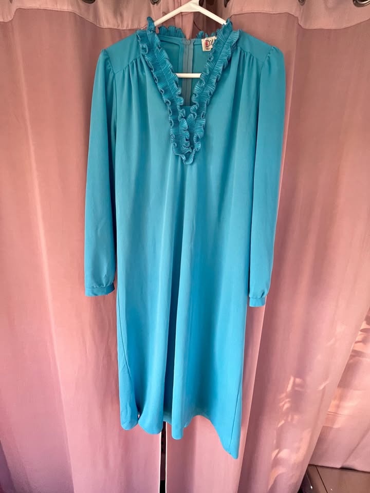 Wear this to the disco - Sky-Blue Dress with Ruffles