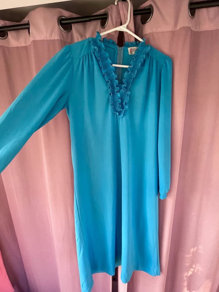 Wear this to the disco - Sky-Blue Dress with Ruffles - photo 5