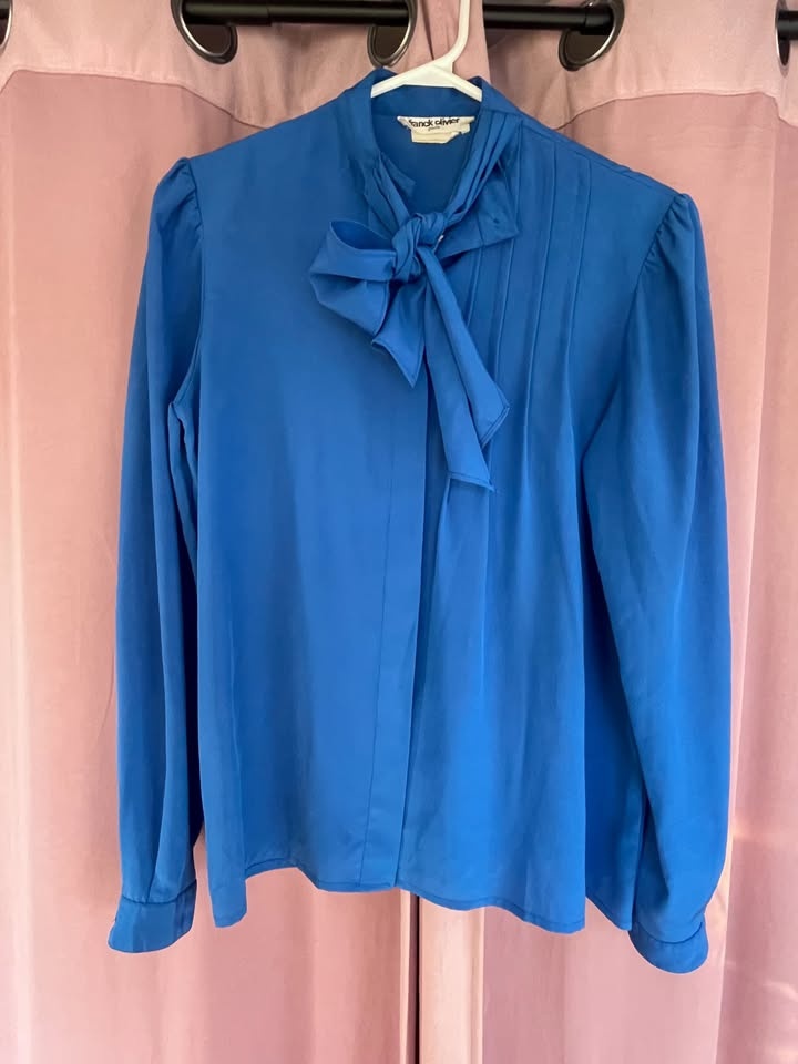 Blue Tie-Neck Longsleeve Shirt - photo 2