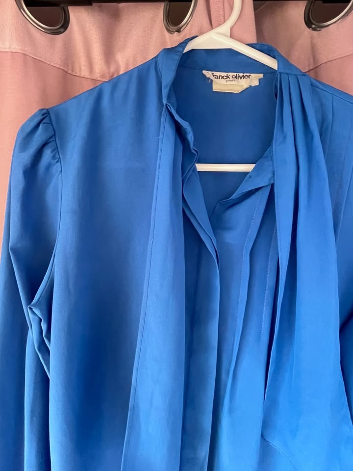 Blue Tie-Neck Longsleeve Shirt - photo 3