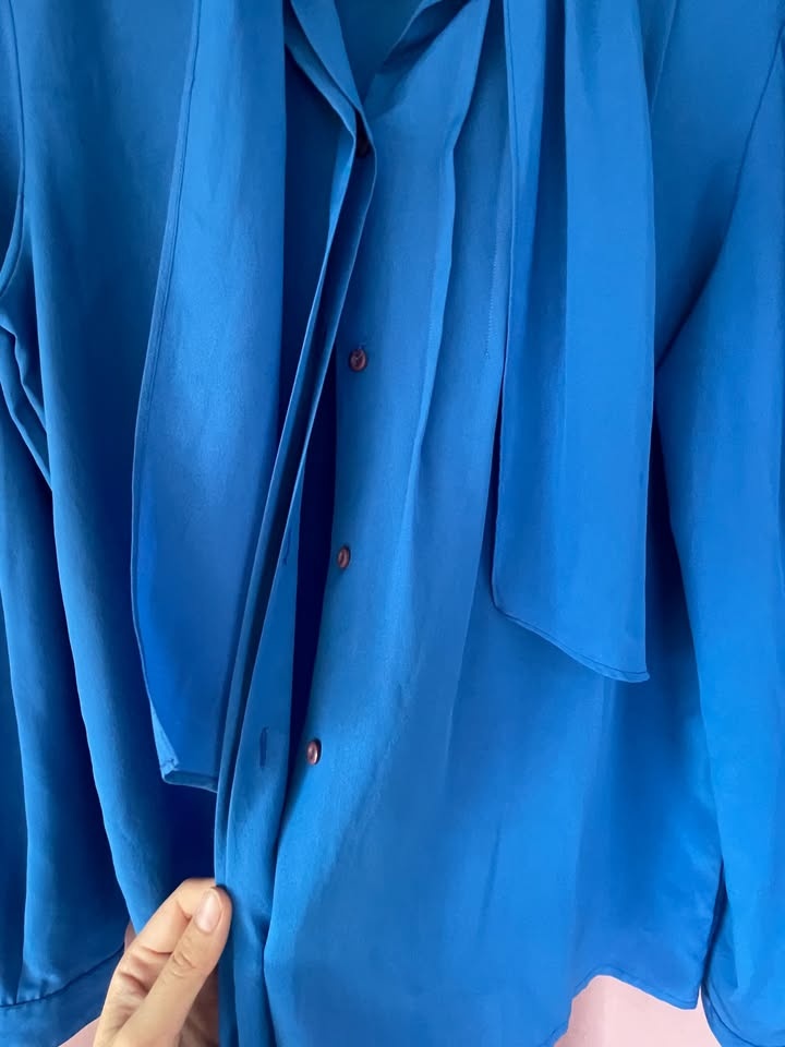 Blue Tie-Neck Longsleeve Shirt - photo 4