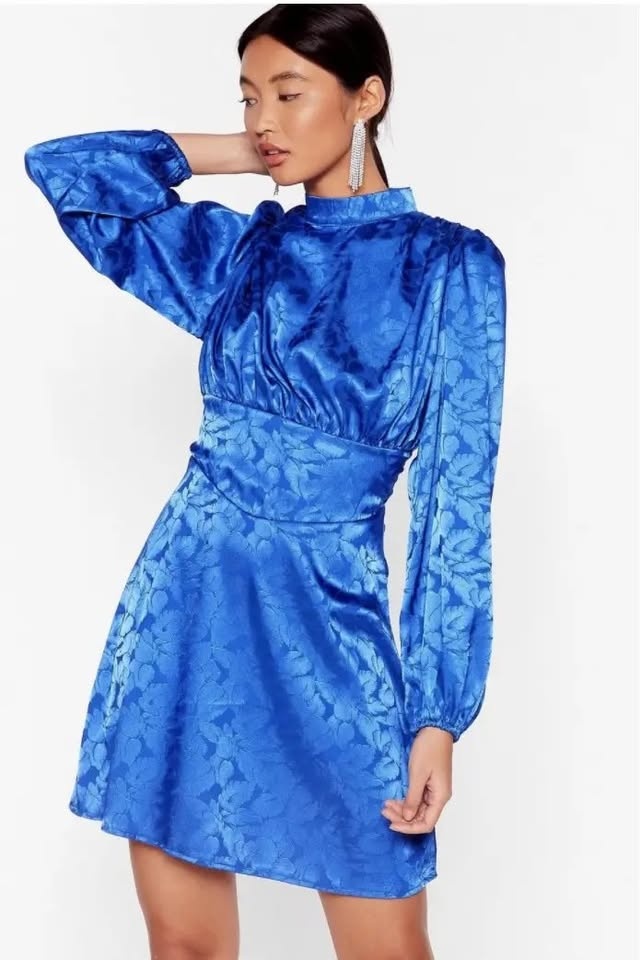 Nasty Gal Jacquard Blue Mini Dress