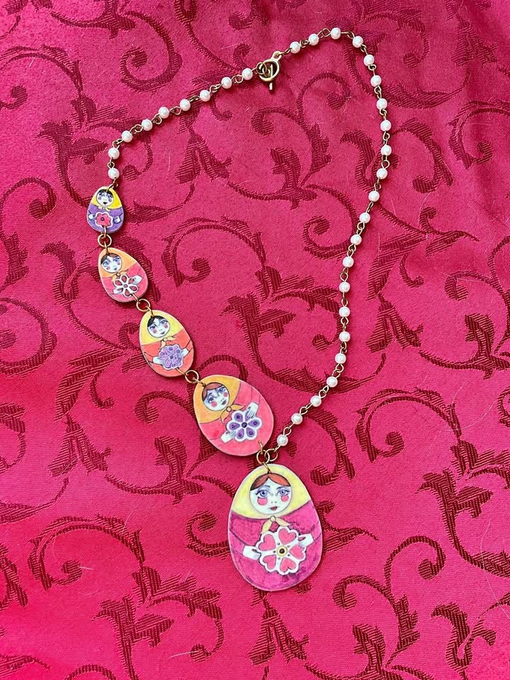 Artist-made Nesting Dolls Necklace