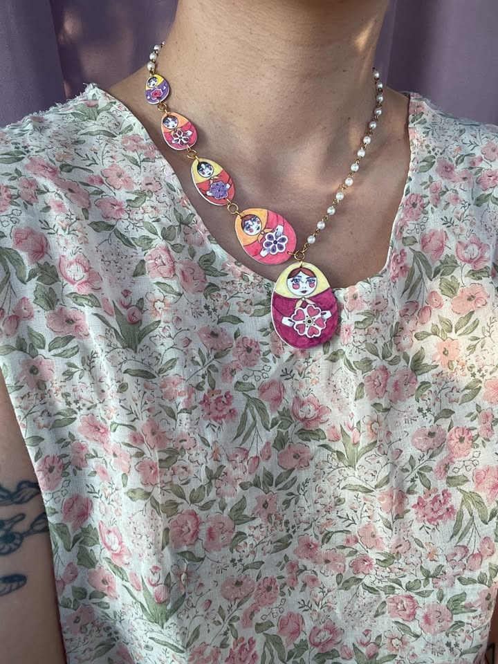 Artist-made Nesting Dolls Necklace - photo 3