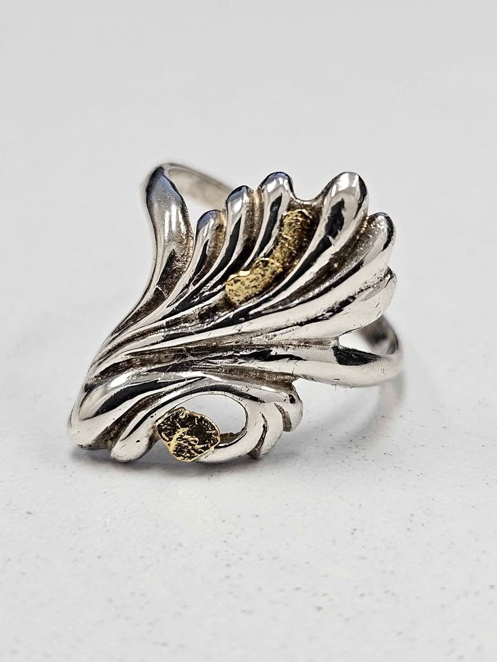 Ladies Sterling Silver Nuggets Ring