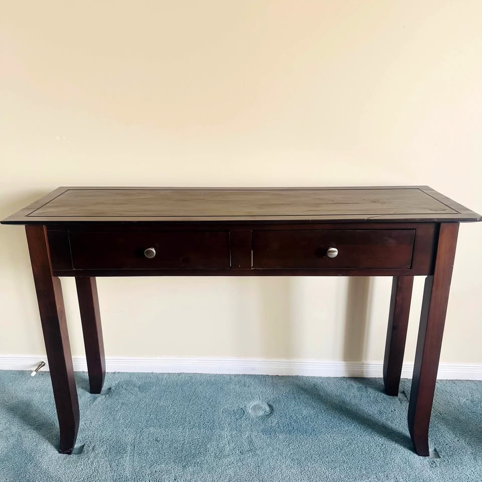 Wooden Accent Sofa Table W/ Drawers - Walnut Brown
