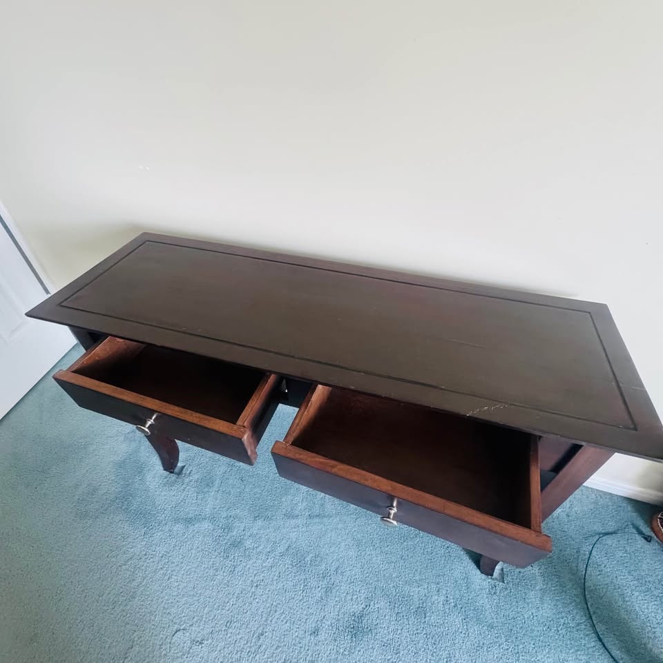 Wooden Accent Sofa Table W/ Drawers - Walnut Brown - photo 2