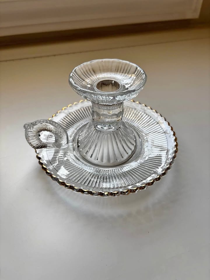 Vintage Indiana Glass Chamber Candlestick Holder